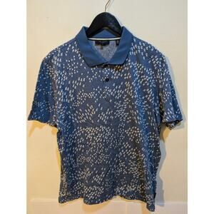 Ted Baker Floral Blue Clouds Floral Knit Polo Button Tyler Shirt Sz 4 / Large